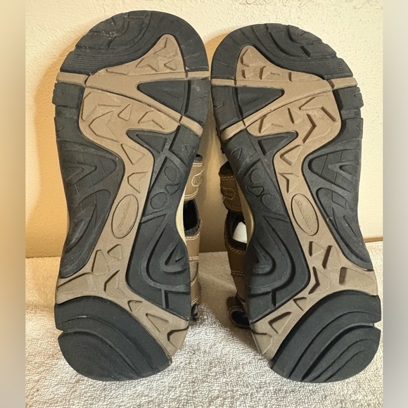 Eddie Bauer Tommy Leather Sandals Men Size 11 Bump Toe Hiking Brown Bungee Strap - Picture 7 of 7